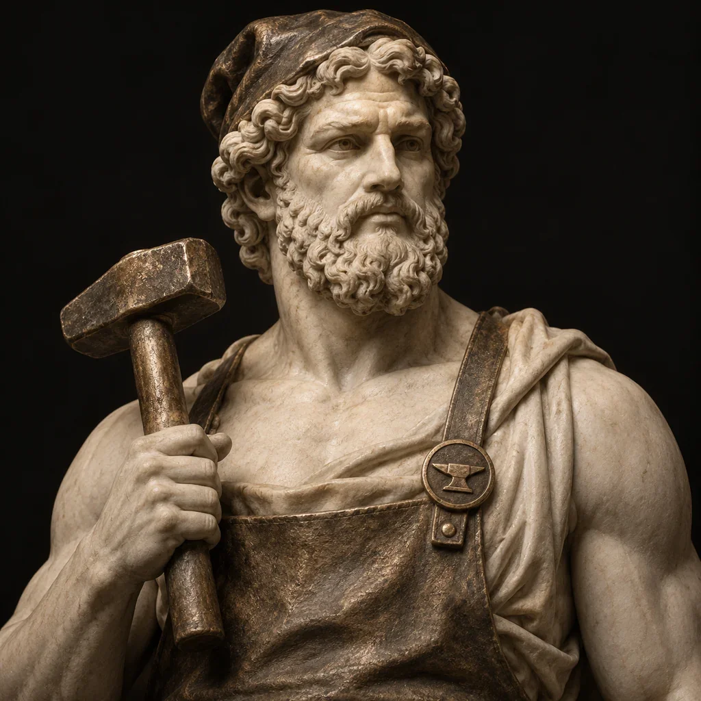 Sculptural portrait of Hephaestus with a smith’s hammer